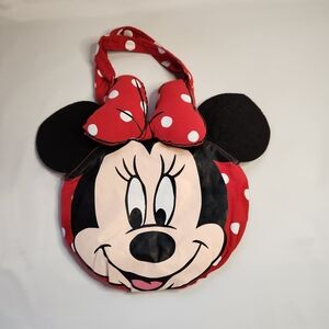 Disney Minnie Mouse Girls Hand Bag Large Plastic Face Stuffed Spotted Bow